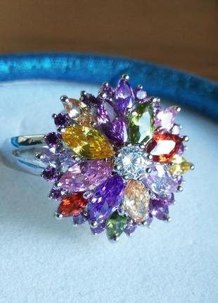 Серебряное кольцо мультиколор,паиланд,21 р - р