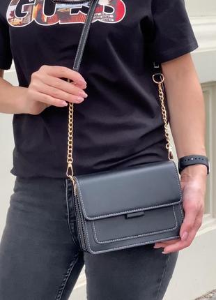 Женская сумка кросс-боди черная8 фото