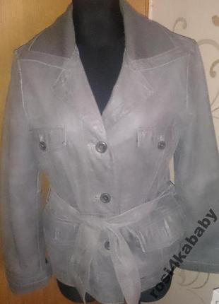 Стильна сіра куртка шкіра р40 clockhouse