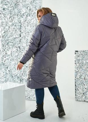 Теплая женская  куртка-пальто  большие размеры и норма (р.48-58)3 фото