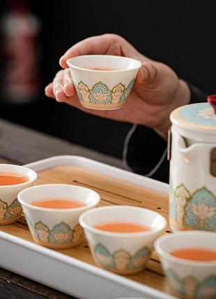 Керамічний портативний набір для китайської чайної церемонії в подарунковому кейсі на 6 персон tomas tmz-gs50 white9 фото