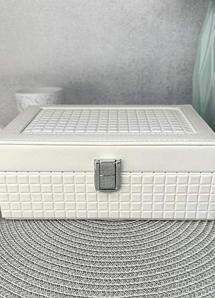 Белая шкатулка для украшений, органайзер под бижутерию