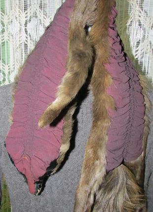 Женский воротник натуральный мех лисы на подкладке2 фото
