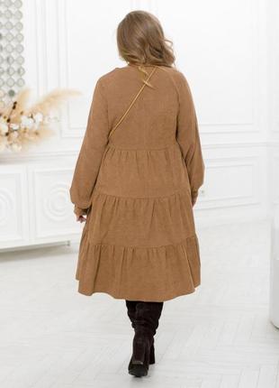 Плаття жіноче коричневе мідді вельветове платье женское коричневое мидди вельветовое осенние весенние летние зимние осіннє весняне зимове літнє2 фото
