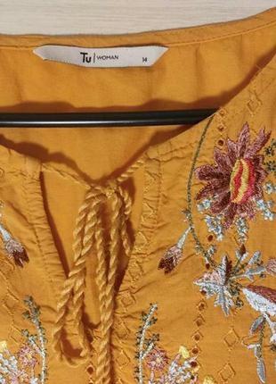 Стильна блузка блуза вишиванка вишивка квіти бренд tu women, р.uk 143 фото