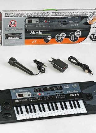 Дитячий синтезатор із мікрофоном mq 805, usb, 37 клавіш, mp3, від мережі 220 в і батарейок