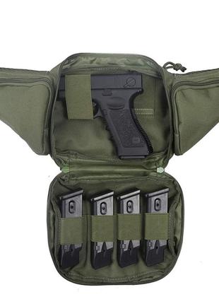 Нагрудная поясная сумка бананка на пояс из molle зеленая green.10 фото