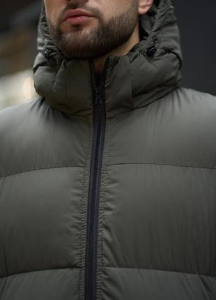 Зимняя куртка мужская дутая до -30 heat оверсайз теплая хаки пуховик мужской зимний7 фото