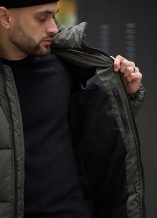 Зимняя куртка мужская дутая до -30 heat оверсайз теплая хаки пуховик мужской зимний4 фото