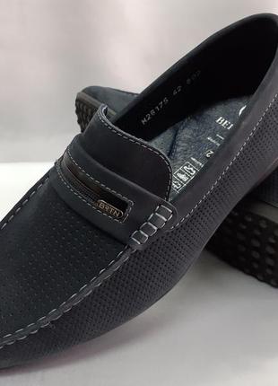 Распродажа!весенне-летние синие классические мокасины из нубука bertoni