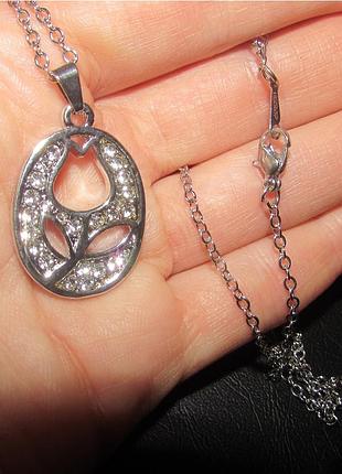 🏵️ювелирная подвеска на цепи цветок в стразах 18к, новая! арт. 5247