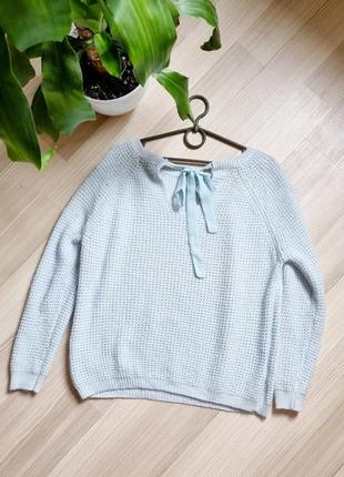 Ангоровый свитер вязаный голубой нежный тёплый пуловер2 фото