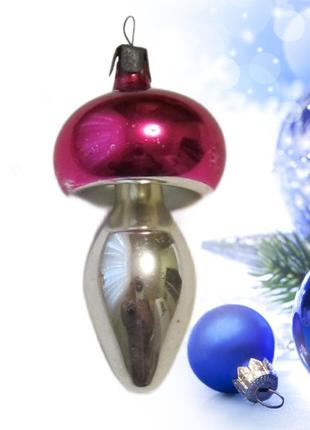 Каталожна скляна ялинкова іграшка "гриб рожевий" 1950-60 рр. зір