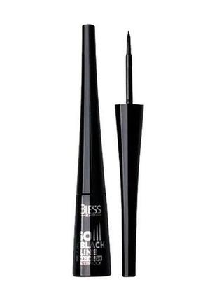 Підводка для очей bless beauty so black line waterproof з твердим пензлем, black, 3.5 г