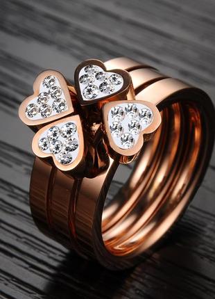 Позолоченное женское кольцо с камнями из медицинской стали rs-005, 15.9