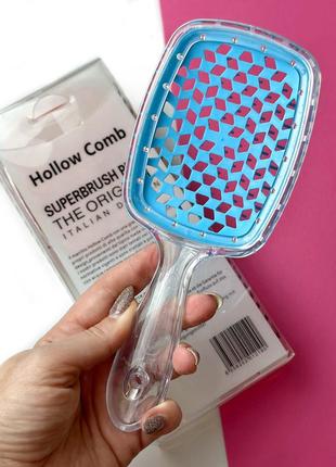 Гребінець для волосся superbrush plus hollow comb, прозорий/блакитний3 фото