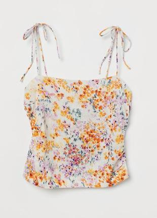 🌹1+1=3🌹цветочный льняной топ от h&m, размер м