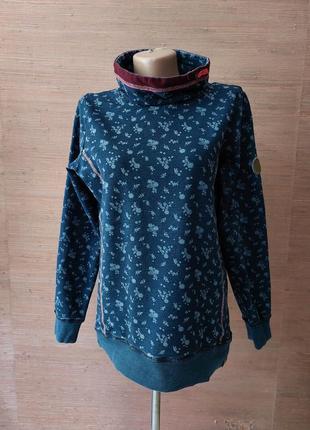 🩵🐈‍⬛💙 оригинальный свитшот с горлом под джинс с принтом цветы