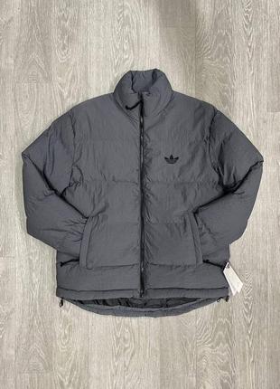 Зимова чоловіча сіра куртка пуховик зимняя мужская куртка пуховик оверсайз adidas originals2 фото