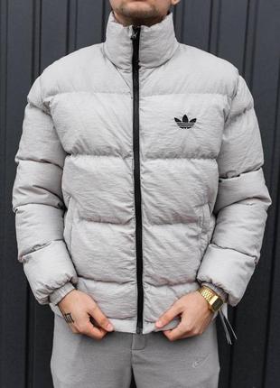 Зимова чоловіча сіра куртка пуховик зимняя мужская куртка пуховик adidas originals