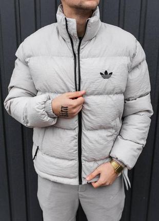 Зимова чоловіча сіра куртка пуховик зимняя мужская куртка пуховик adidas originals3 фото