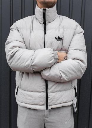 Зимова чоловіча сіра куртка пуховик зимняя мужская куртка пуховик adidas originals4 фото
