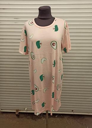 Нічна сорочка туніка сукня для дому прінт авокадо ночнушка туника