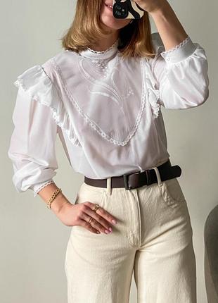Винтажная шифоновая блуза белого цвета