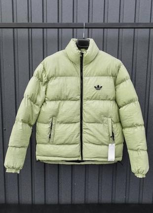 Зимова чоловіча пухова куртка зелена зимняя мужская куртка пуховик adidas originals1 фото