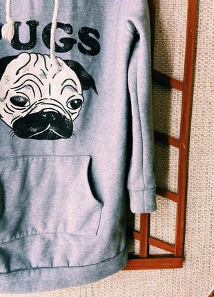 Удлиненное худи толстовка pugs pug мопс 4