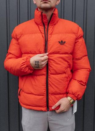 Зимняя мужская куртка пуховик оверсайз зимова чоловіча пухова куртка оранжева...