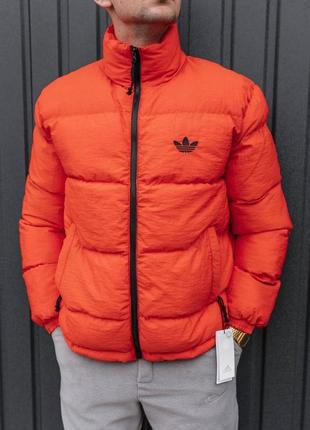 Зимняя мужская куртка пуховик оверсайз зимова чоловіча пухова куртка оранжева...