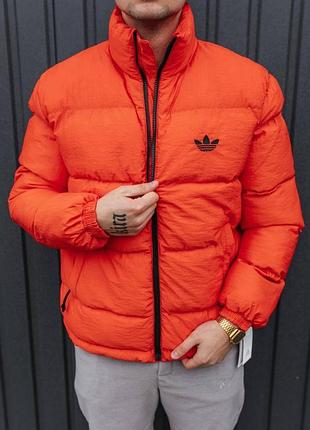Зимняя мужская куртка пуховик оверсайз зимова чоловіча пухова куртка оранжева...