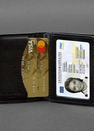 Кожаная обложка для водительского удостоверения, id и пластиковых карт черная 2.05 фото
