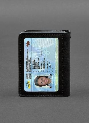 Кожаная обложка для водительского удостоверения, id и пластиковых карт черная 2.04 фото