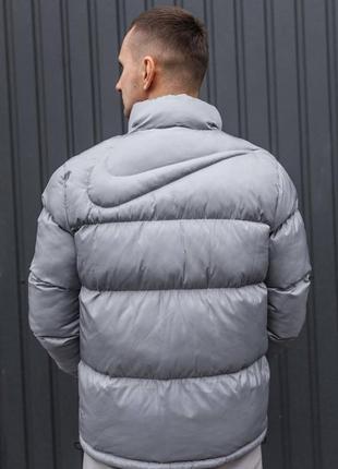 Зимняя мужская куртка пуховик зимова чоловіча сіра пухова куртка nike