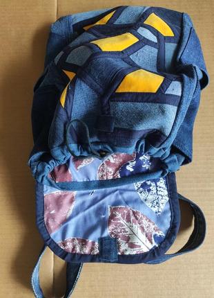 Джинсовий рюкзак зі вставкою під вітражне скло2 фото