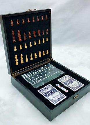Набір настільних ігор 4 в 1 шахи покер кістки і доміно 240х240х70 мм