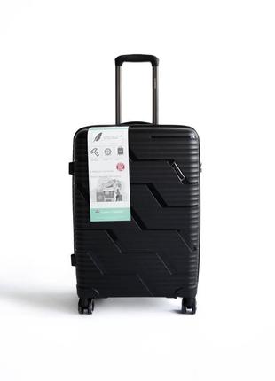 Чемодан поликарбонат прочный большой черная серая s m l 120229