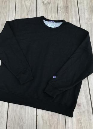 Светр світшот champion powerblend fleece crewneck black реглан кофта свитер лонгслив стильный  худи пуловер актуальный джемпер тренд2 фото