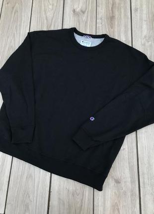 Светр світшот champion powerblend fleece crewneck black реглан кофта свитер лонгслив стильный  худи пуловер актуальный джемпер тренд5 фото