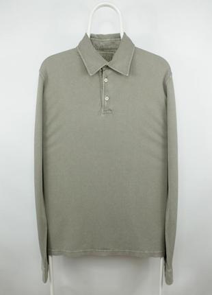 Люксовый лонгслив поло fedeli 34 lab "north" khaki cotton pique long sleeve polo shirt