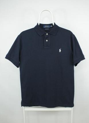 Якісна футболка поло polo ralph lauren slim fit navy polo shirt1 фото