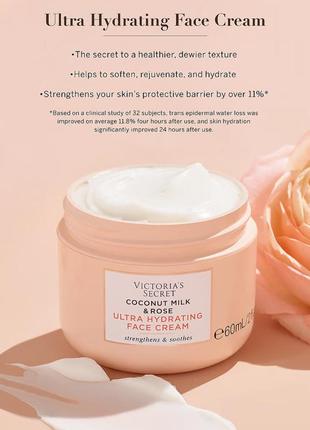 Зволожуючий крем для обличчя coconut milk & rose від victoria's secret + подарунок🎁