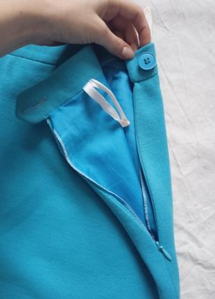 Юбка демисезонная теплая прямая юбка мыды карандаш с распоркой спереди 46 размер голубая голубая зима теплая шерсть7 фото
