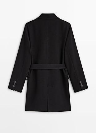 Massimo dutti пальто укороченная черная шерсть7 фото