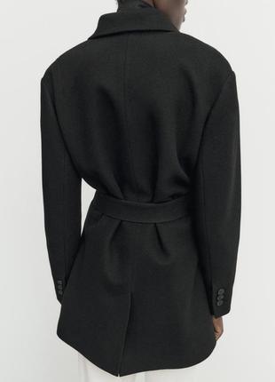 Massimo dutti пальто укороченная черная шерсть6 фото