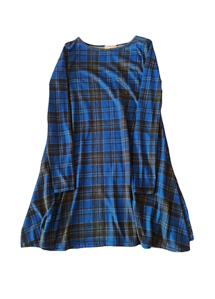 Синее платье в клетку