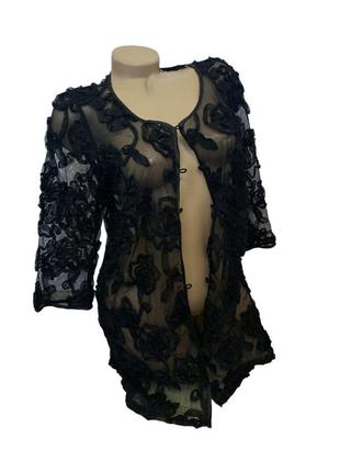 Кофта накидка черная полупрозрачная прозрачная тренд 2025