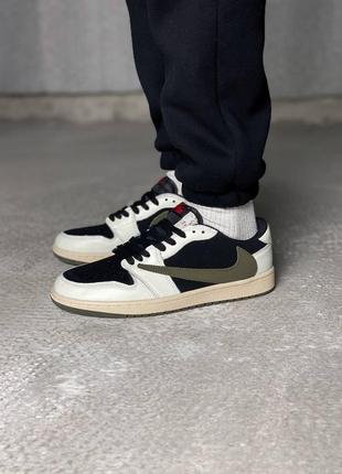 Кросівки nike air jordan 1 low og x travis scott olive
